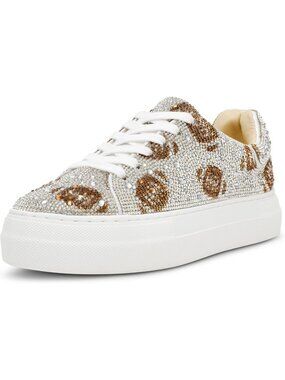 Women Silver Comfortable Rhinestone Low-Top Glam Stylish Design Sneakers